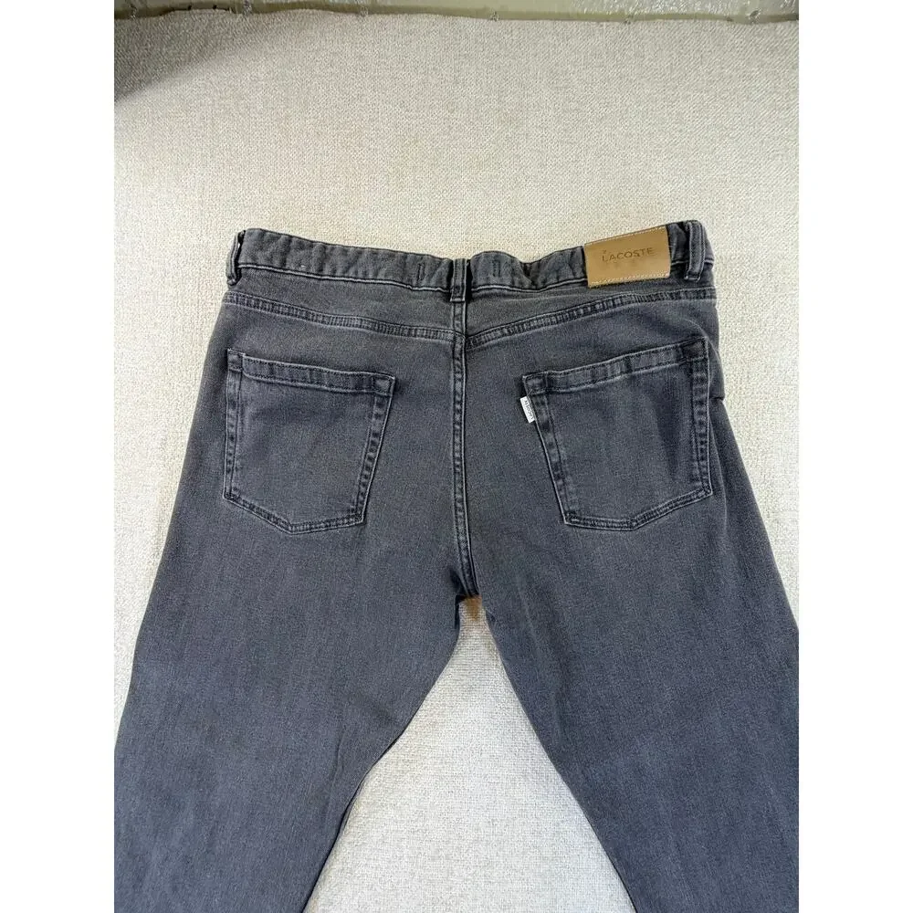 Lacoste Men's Gray 38x34 Slim Fit Straight Leg Denim Jeans Casual Designer Pants